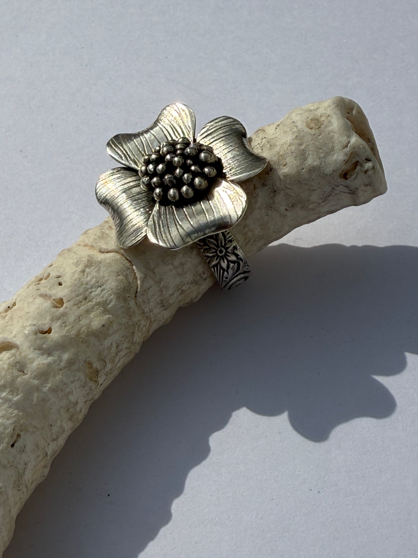 Wild Grace Ring: Sterling Silver & Dogwood - size 6