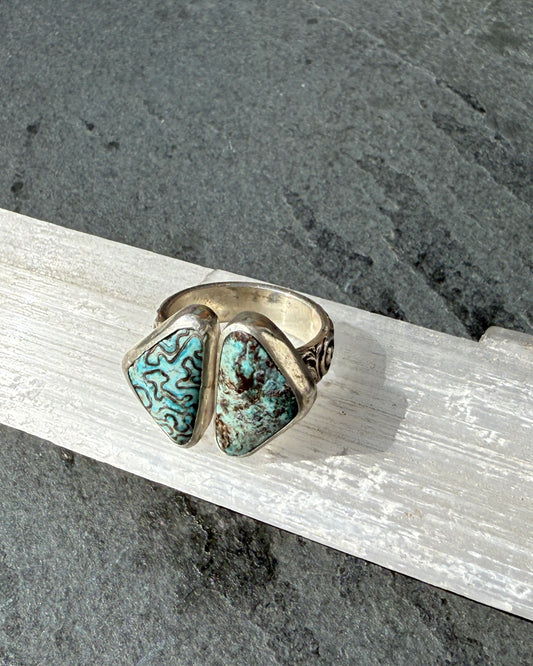 Desert Sky Ring: Sterling Silver & Egyptian Turquoise Reunion - size 5.5