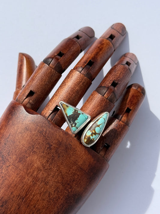 Wild Bluewood Ring: Sterling Silver & Qingu Hubei Turquoise Reunion - size 8