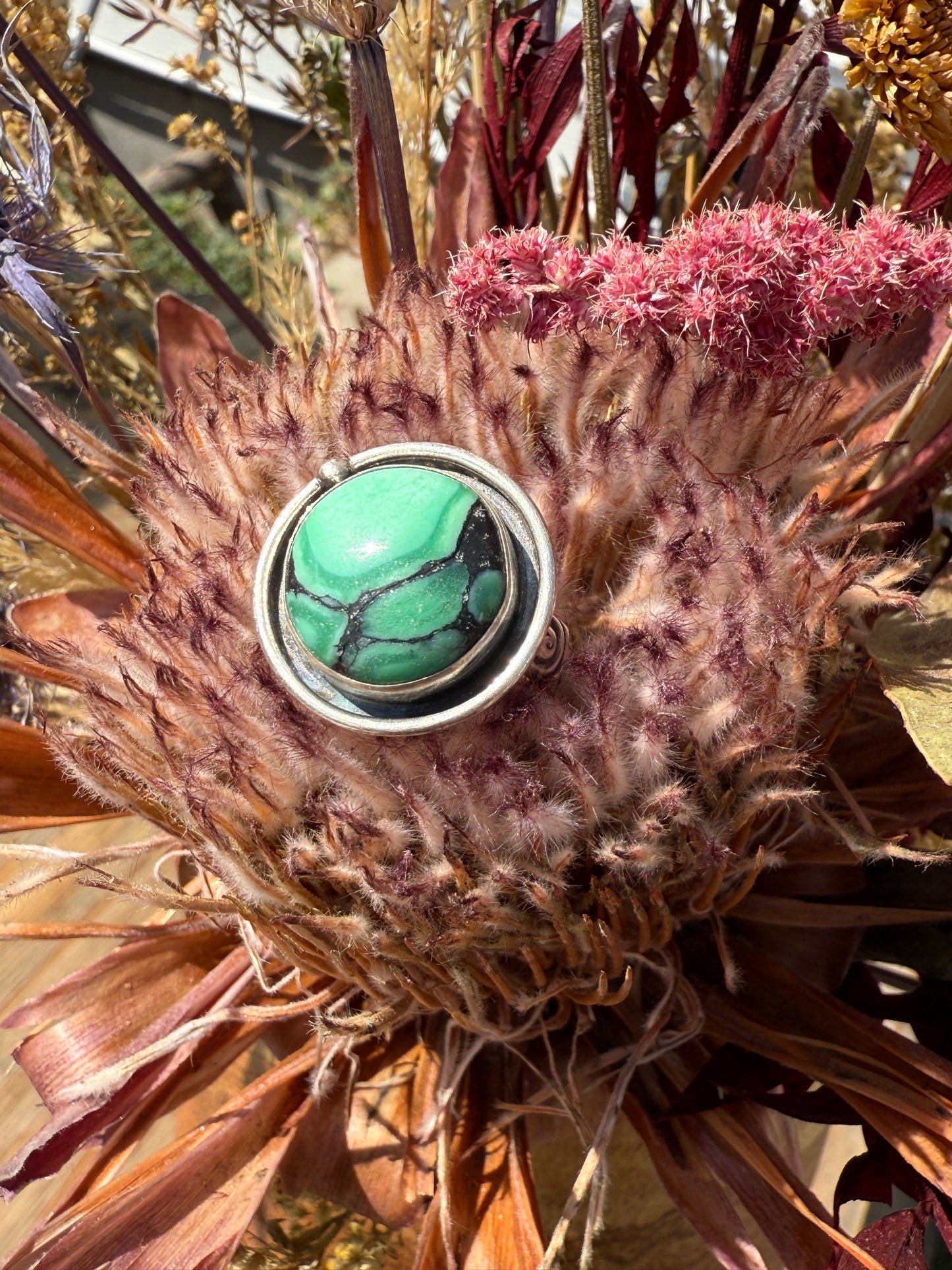 Desert Awakenings Ring: Sterling Silver & Desert Oasis Variscite - size 7