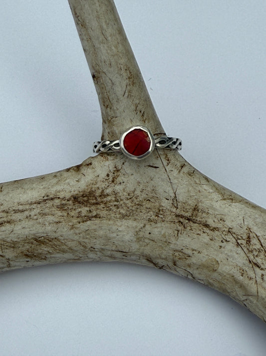 Mesmerizing Dance Flame Ring: Sterling Silver & Ammolite - size 11.75
