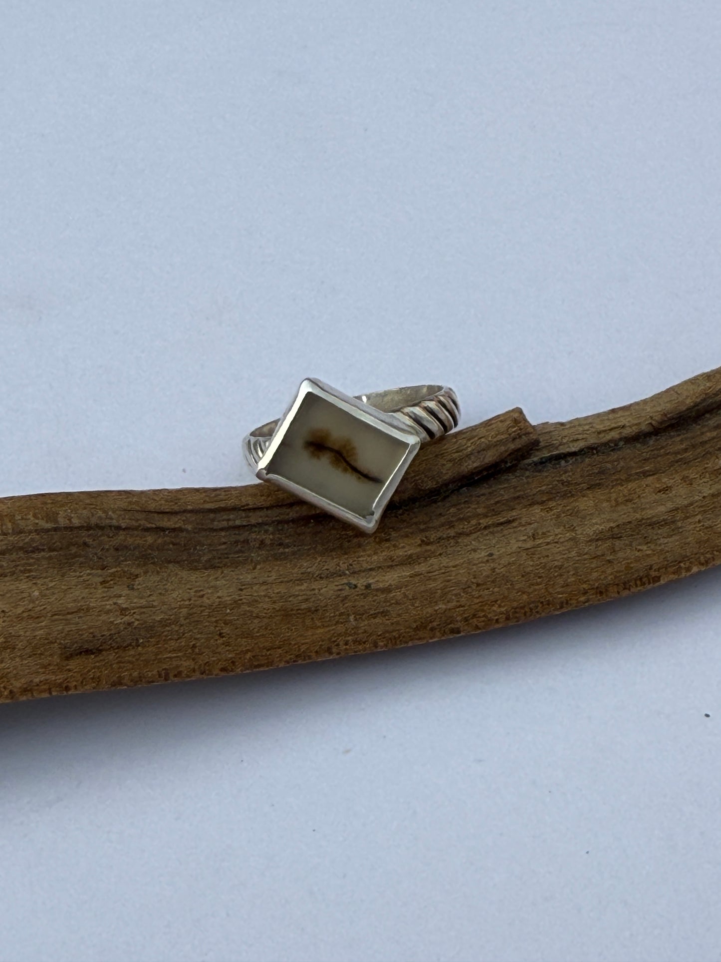 Root & River Ring: Sterling Silver & Dendritic Agate - size 5.75