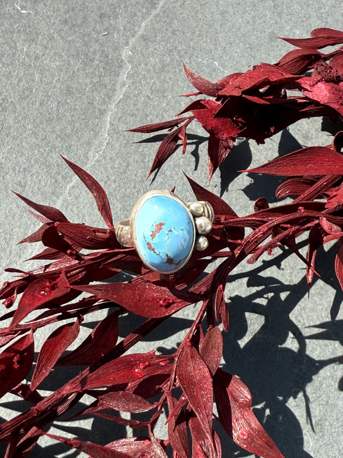Celestial Spring Ring - Golden Hills Turquoise - size 5.25