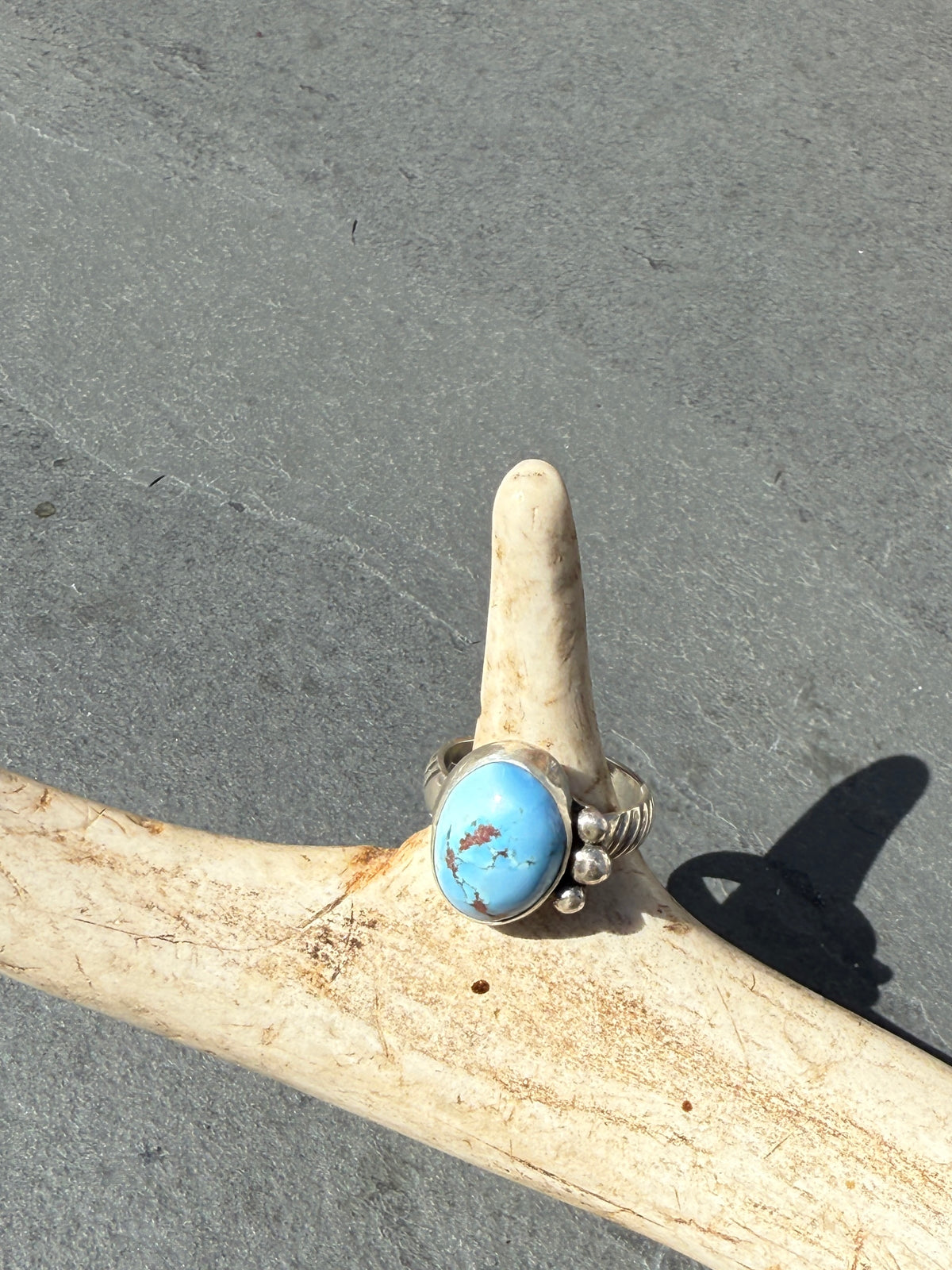 Celestial Spring Ring - Golden Hills Turquoise - size 5.25
