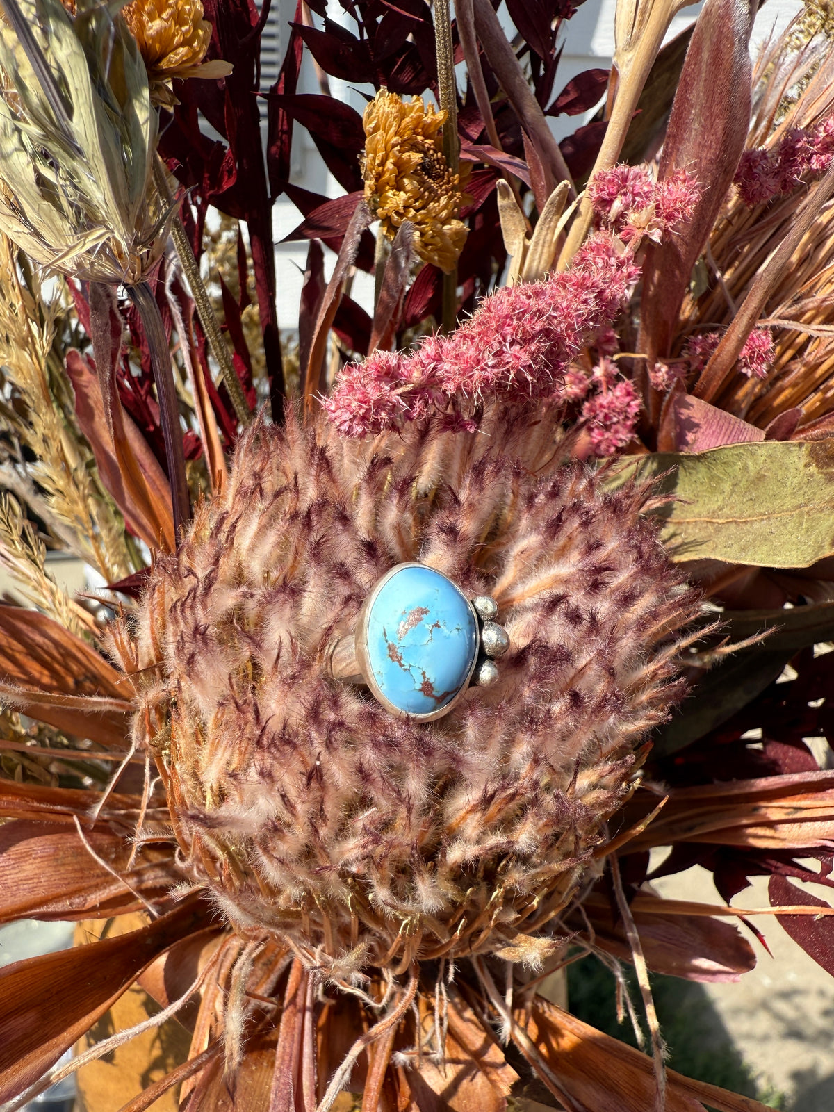 Celestial Spring Ring - Golden Hills Turquoise - size 5.25