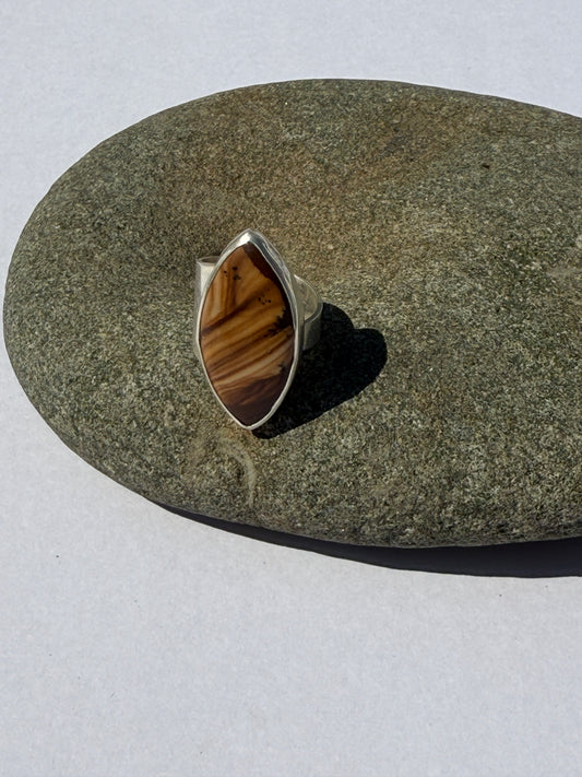 Wanderlust Trail Ring - Sterling Silver & Picture Jasper - size 5.25