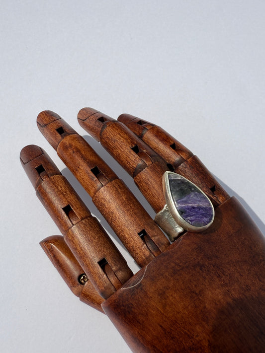 Twilight Grove Ring - Sterling Silver & Charoite - size 9.5