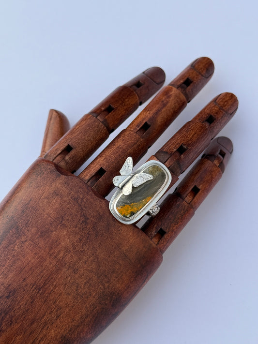 Sunlit Wings Ring - Sterling Silver & Bumblebee Jasper - size 9.75