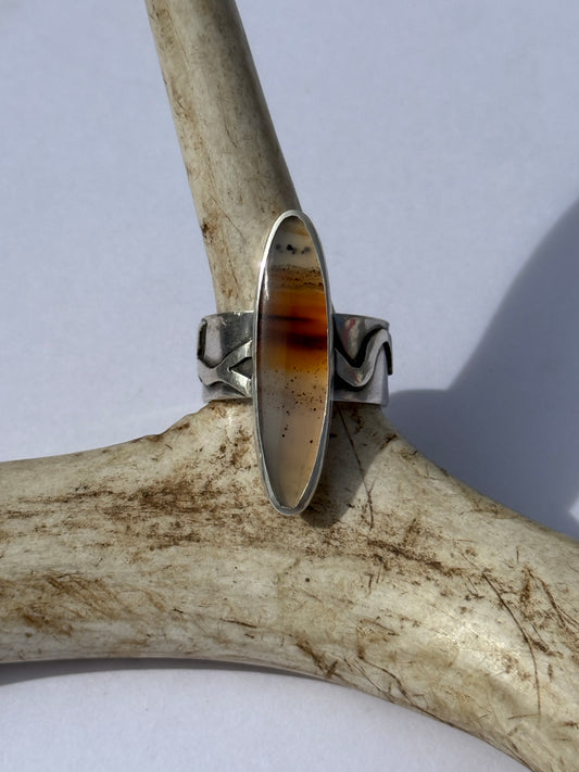 Riverbend Ring - Sterling Silver & Narmada River Agate - size 10.25