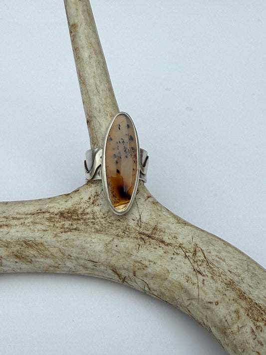 Riverstone Serenity Ring: Sterling Silver & Narmada River Agate River - size 9.25