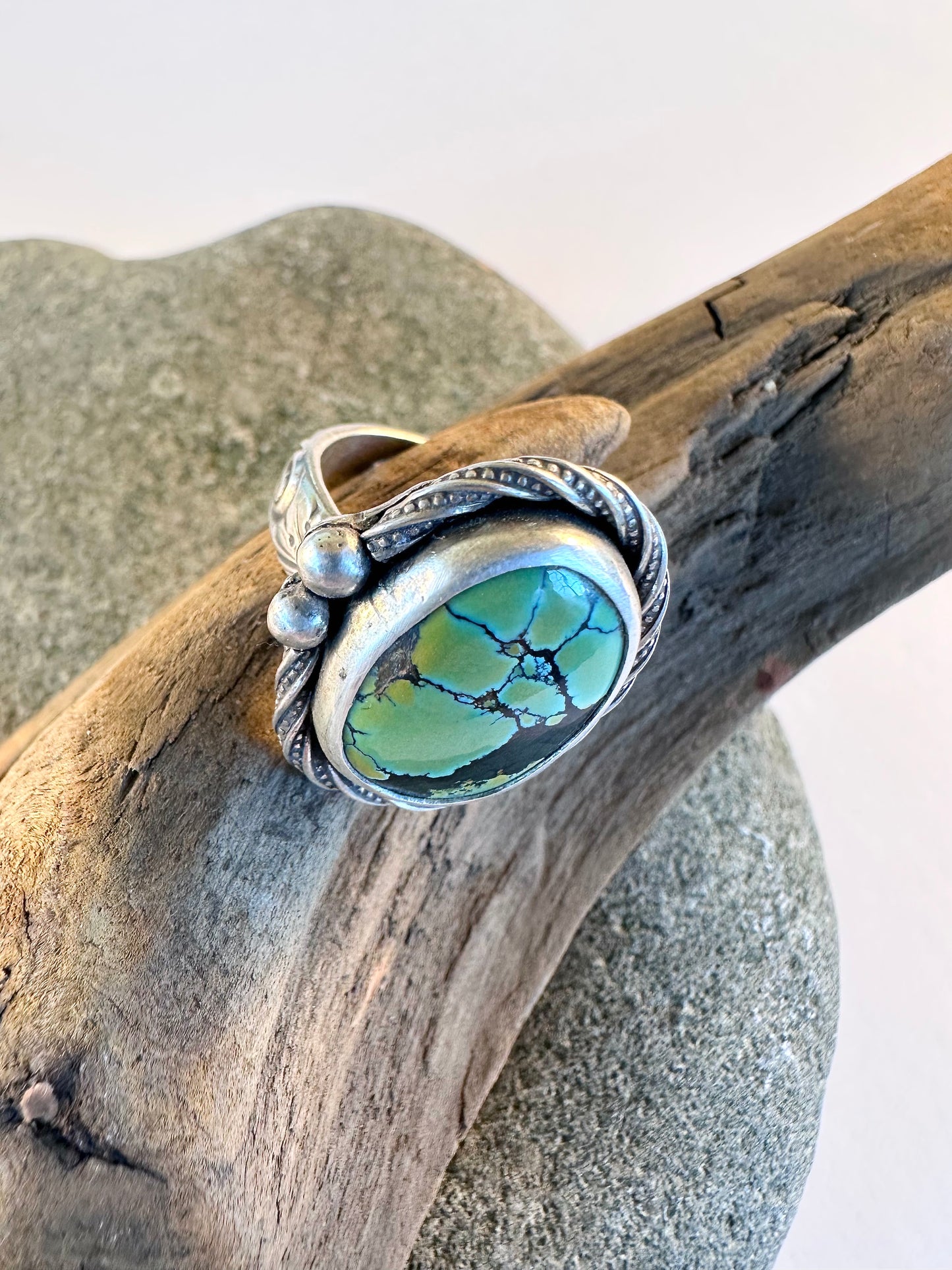 Tranquil Waters Ring - Sterling Silver & Hubei Turquoise - size 5.25