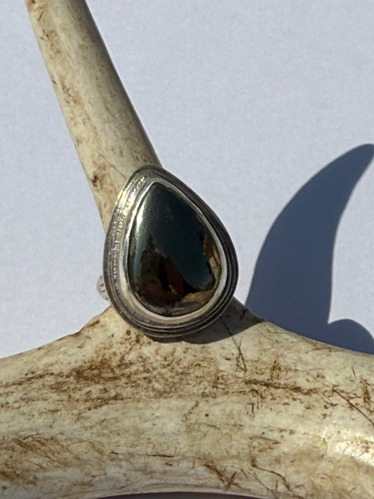 Ripple Ring: Sterling Silver & Pyrite - size 7