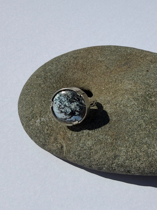 The Stillwater Ring: Sterling Silver & Lavender White River Hubei Turquoise - size 7.5