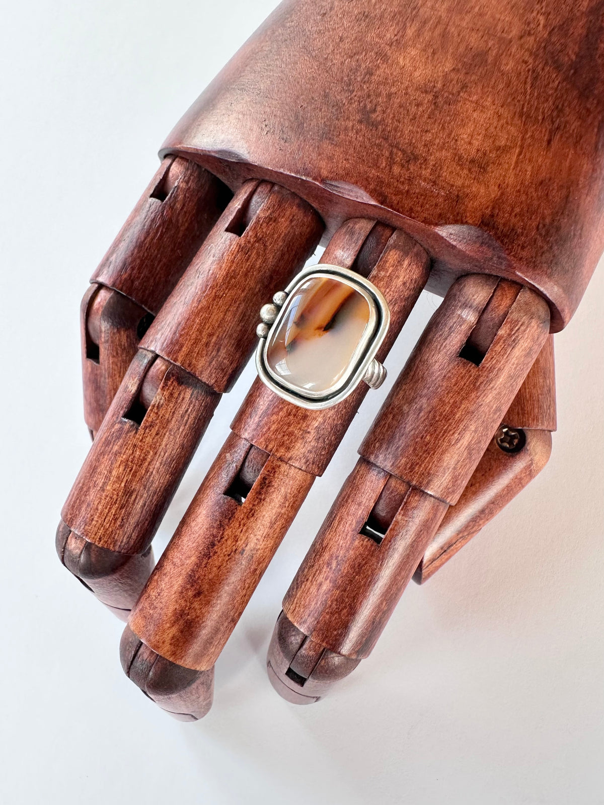Riverstone Memory Ring: Montana Agate & Sterling Silver - size 6