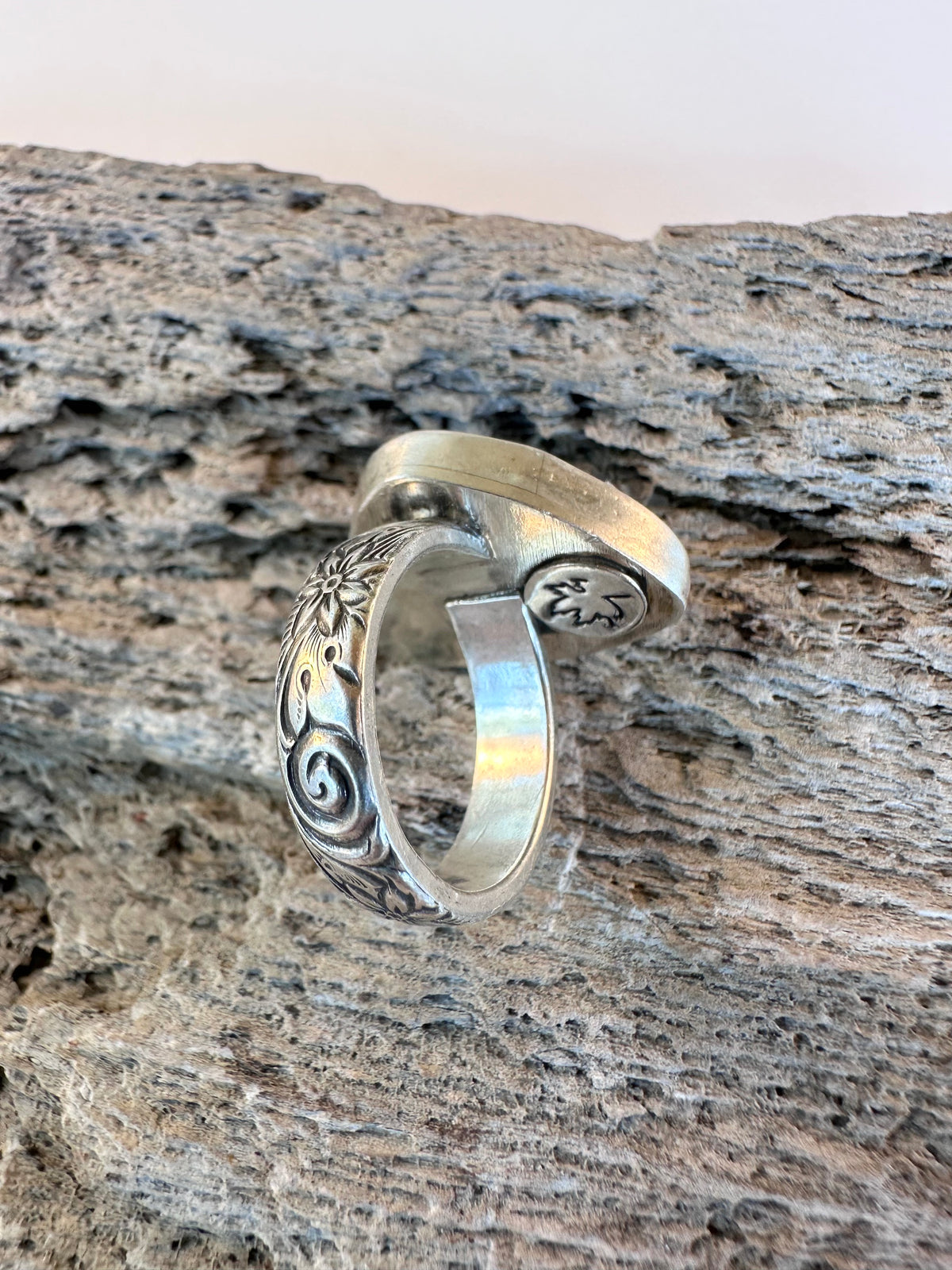 Starlit Bloom Ring: Trapiche Amethyst & Sterling Silver - size 6