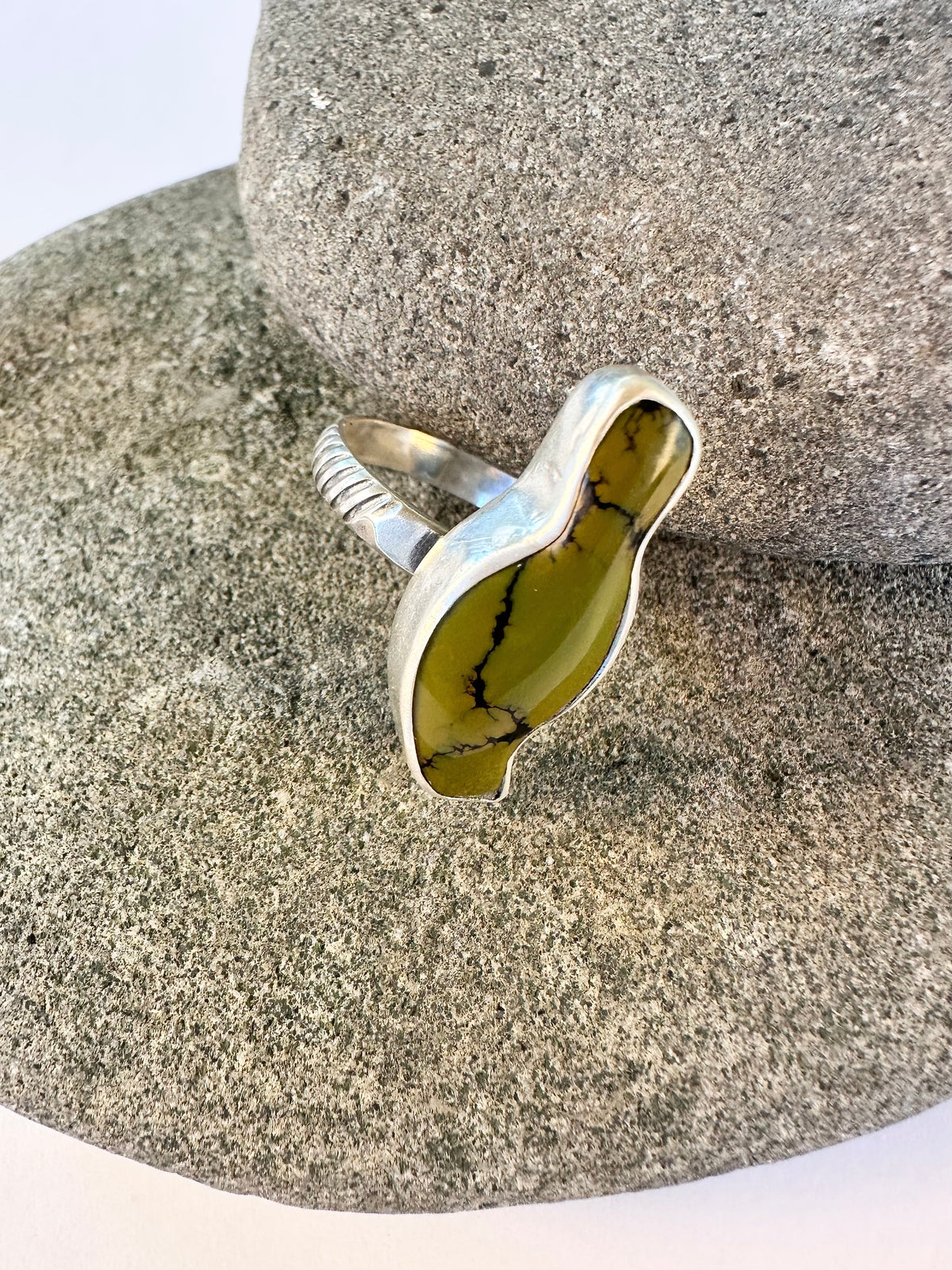 Juniper Sky Ring: Hubei Turquoise & Sterling Silver - size 8.25