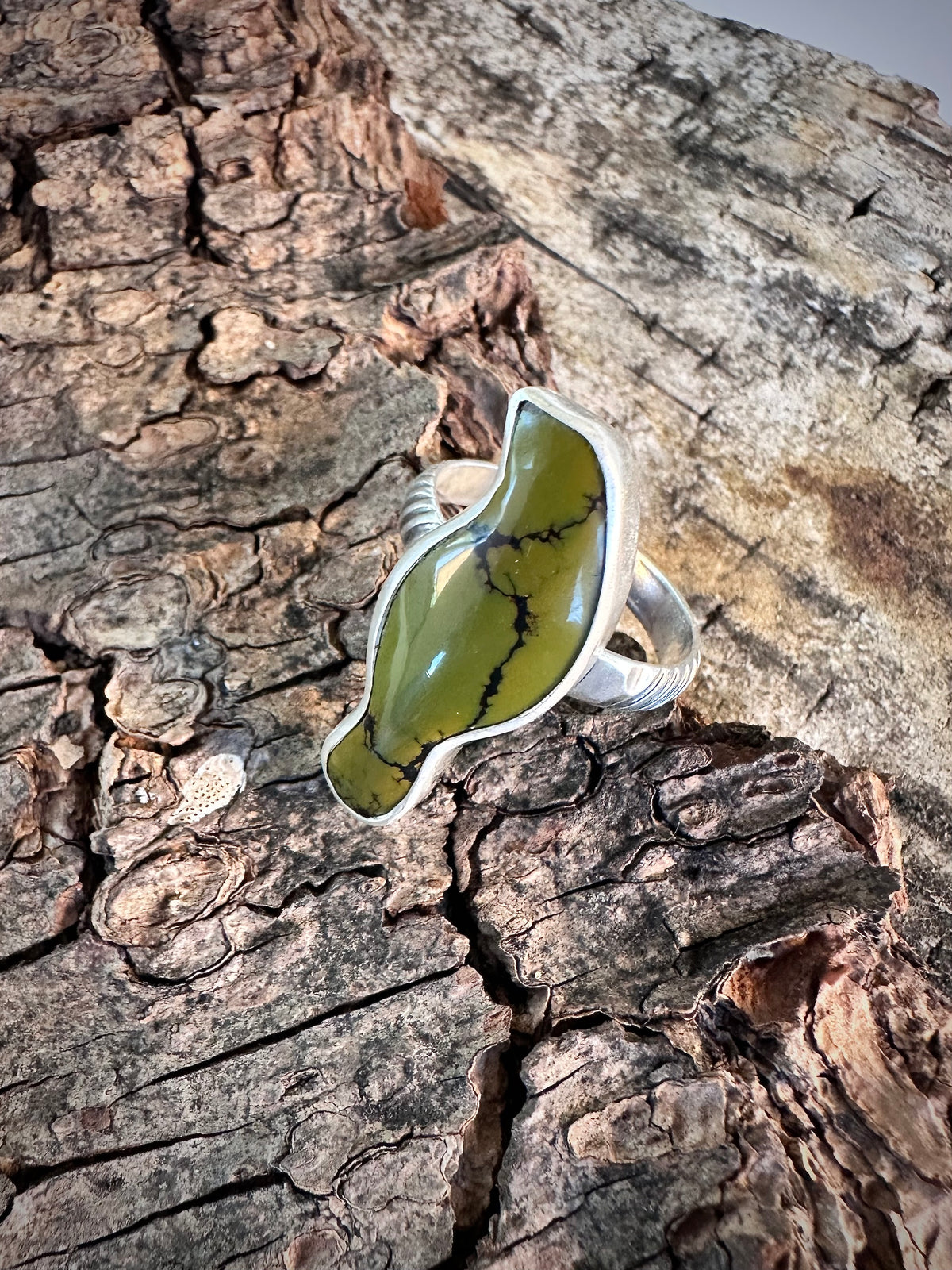 Juniper Sky Ring: Hubei Turquoise & Sterling Silver - size 8.25