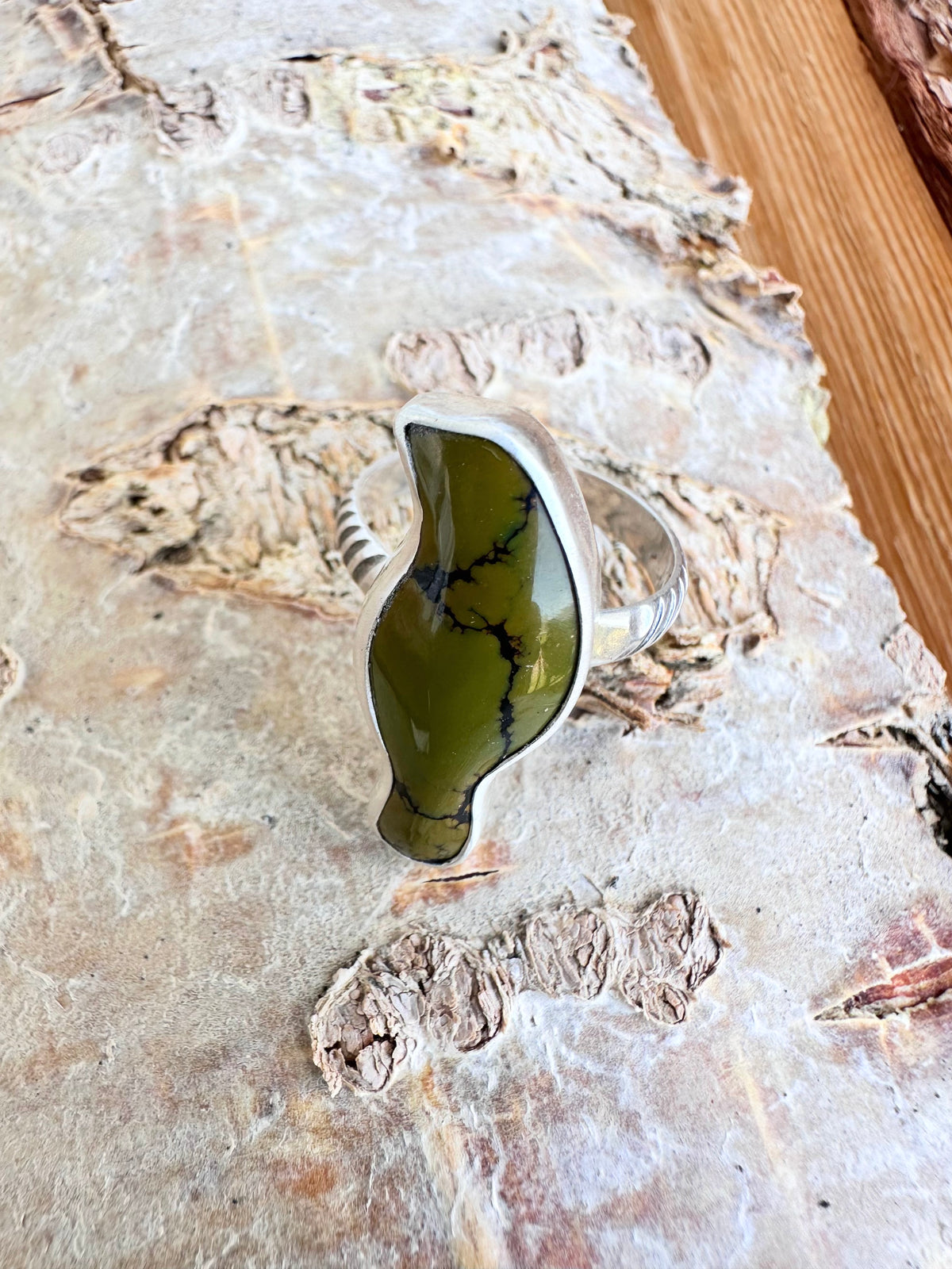 Juniper Sky Ring: Hubei Turquoise & Sterling Silver - size 8.25