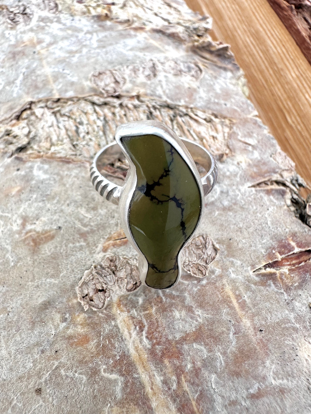 Juniper Sky Ring: Hubei Turquoise & Sterling Silver - size 8.25