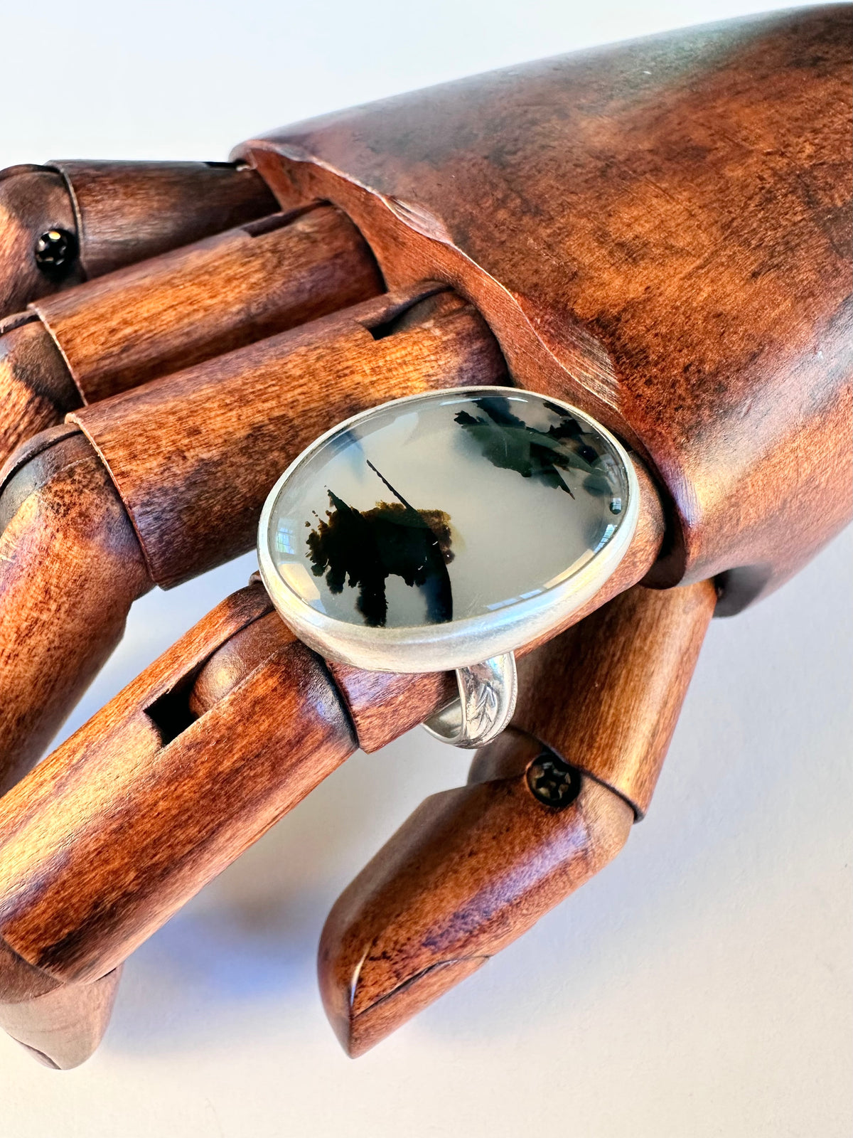 Riverbend Harmony Ring: Montana Agate & Sterling Silver - size 9