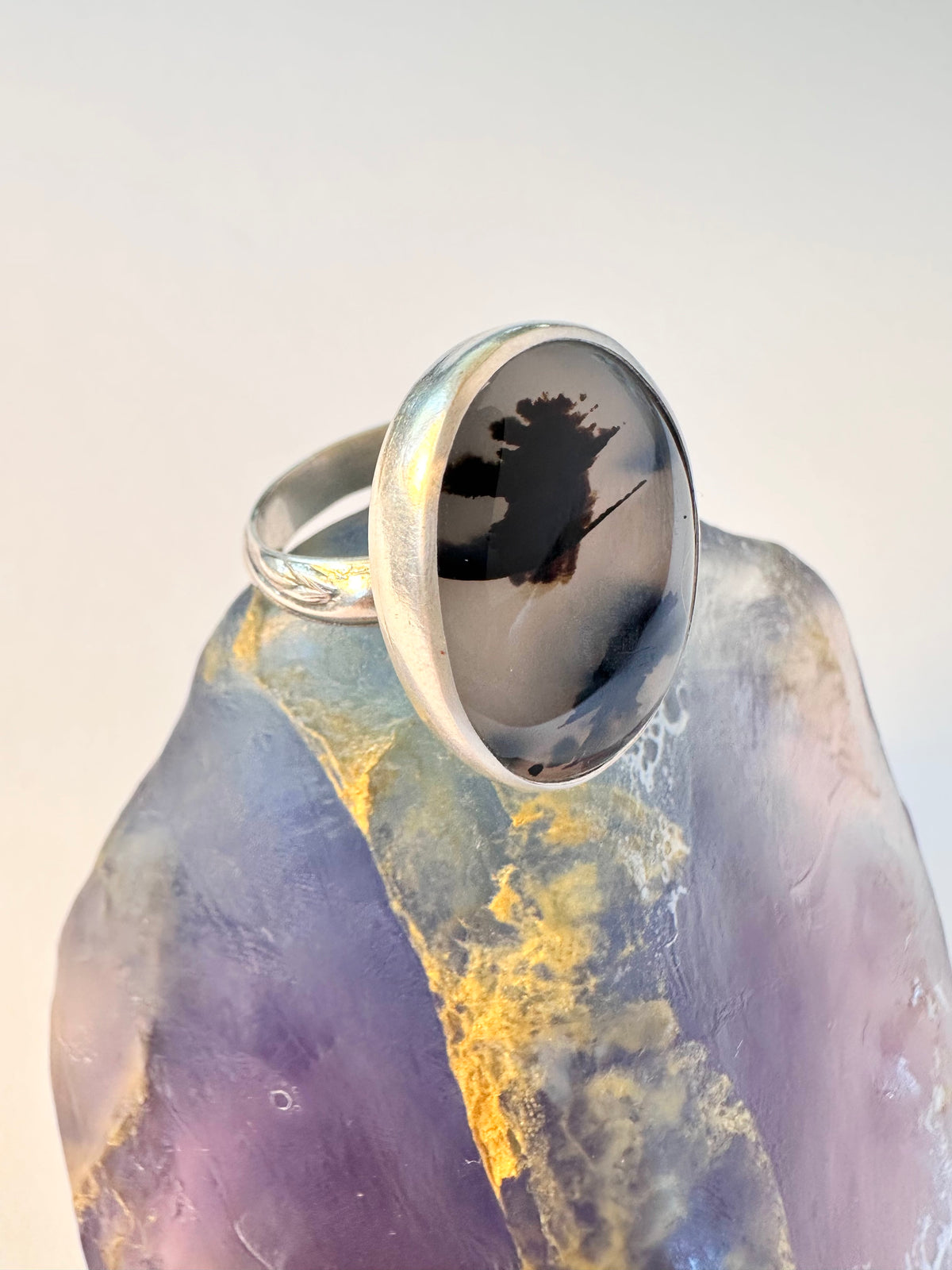 Riverbend Harmony Ring: Montana Agate & Sterling Silver - size 9