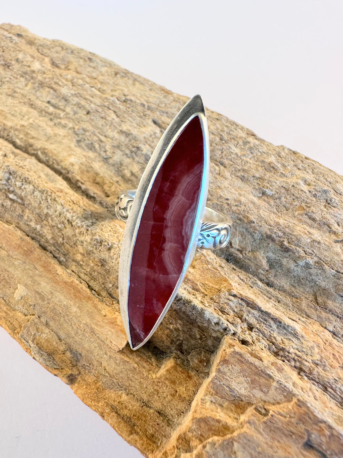 Wild Heart Ring - Gemmy Rhodochrosite & Sterling Silver - size 9.75