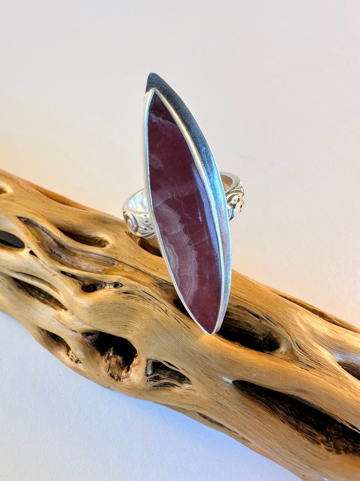 Wild Heart Ring - Gemmy Rhodochrosite & Sterling Silver - size 9.75