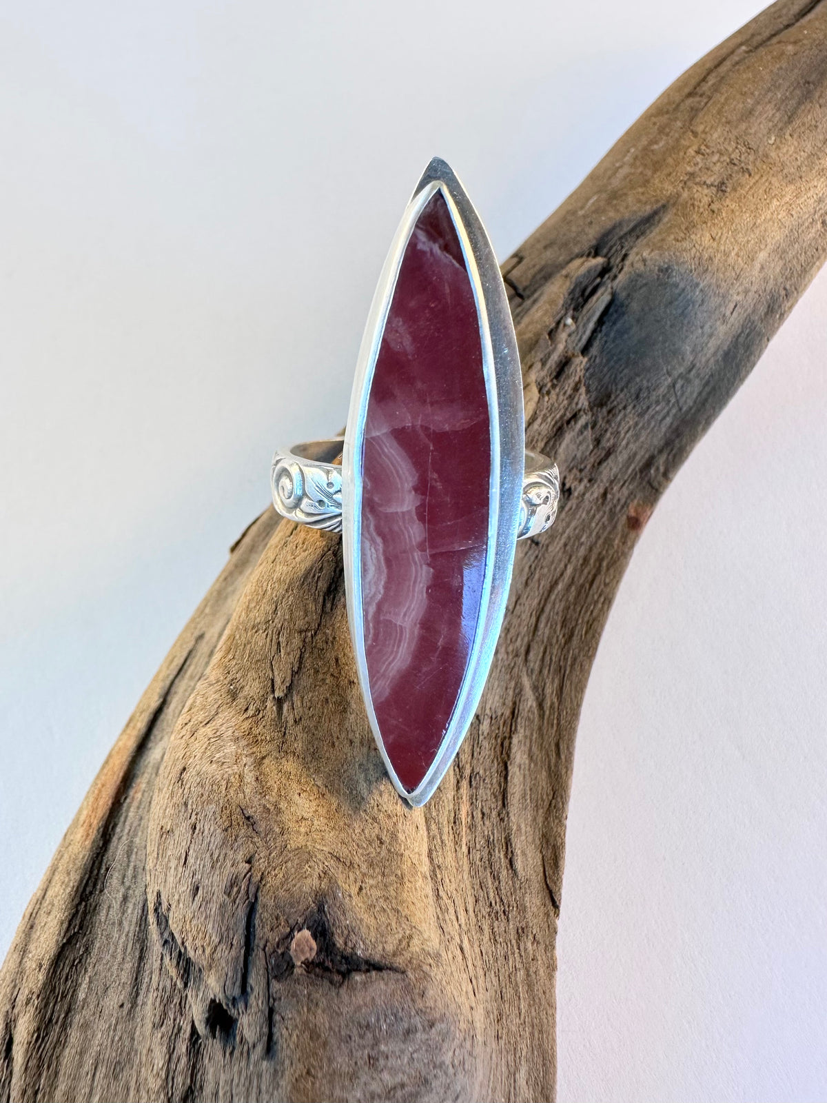 Wild Heart Ring - Gemmy Rhodochrosite & Sterling Silver - size 9.75