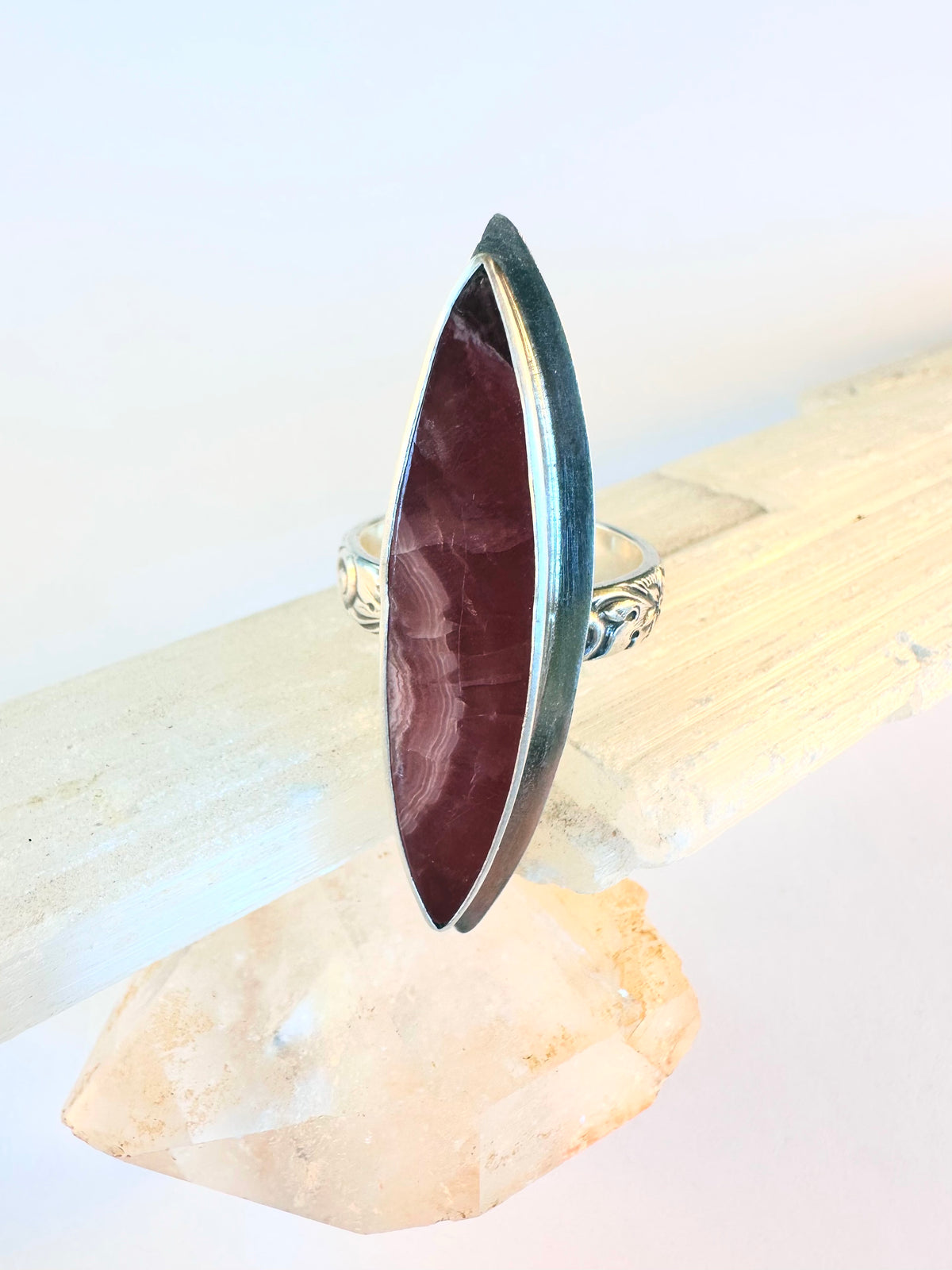 Wild Heart Ring - Gemmy Rhodochrosite & Sterling Silver - size 9.75