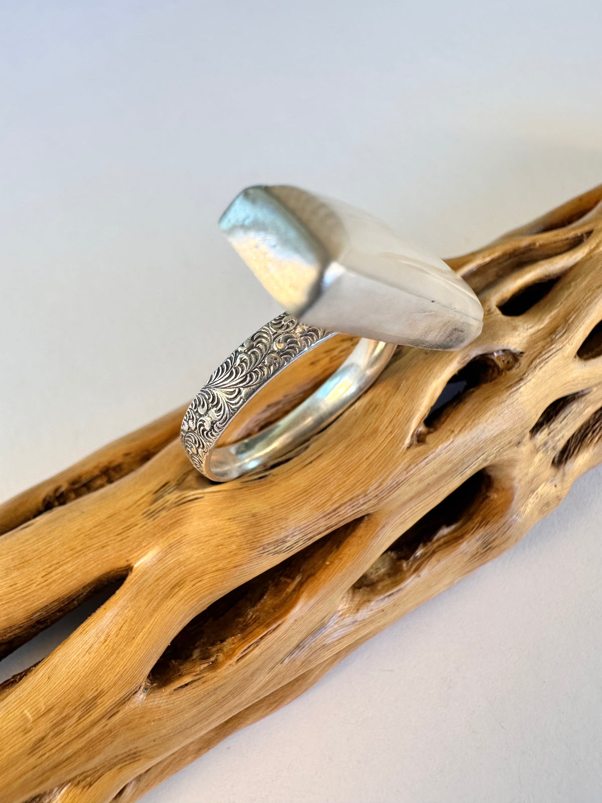 Ancient Earth Ring: Woolly Mammoth Tusk & Sterling Silver - size 9
