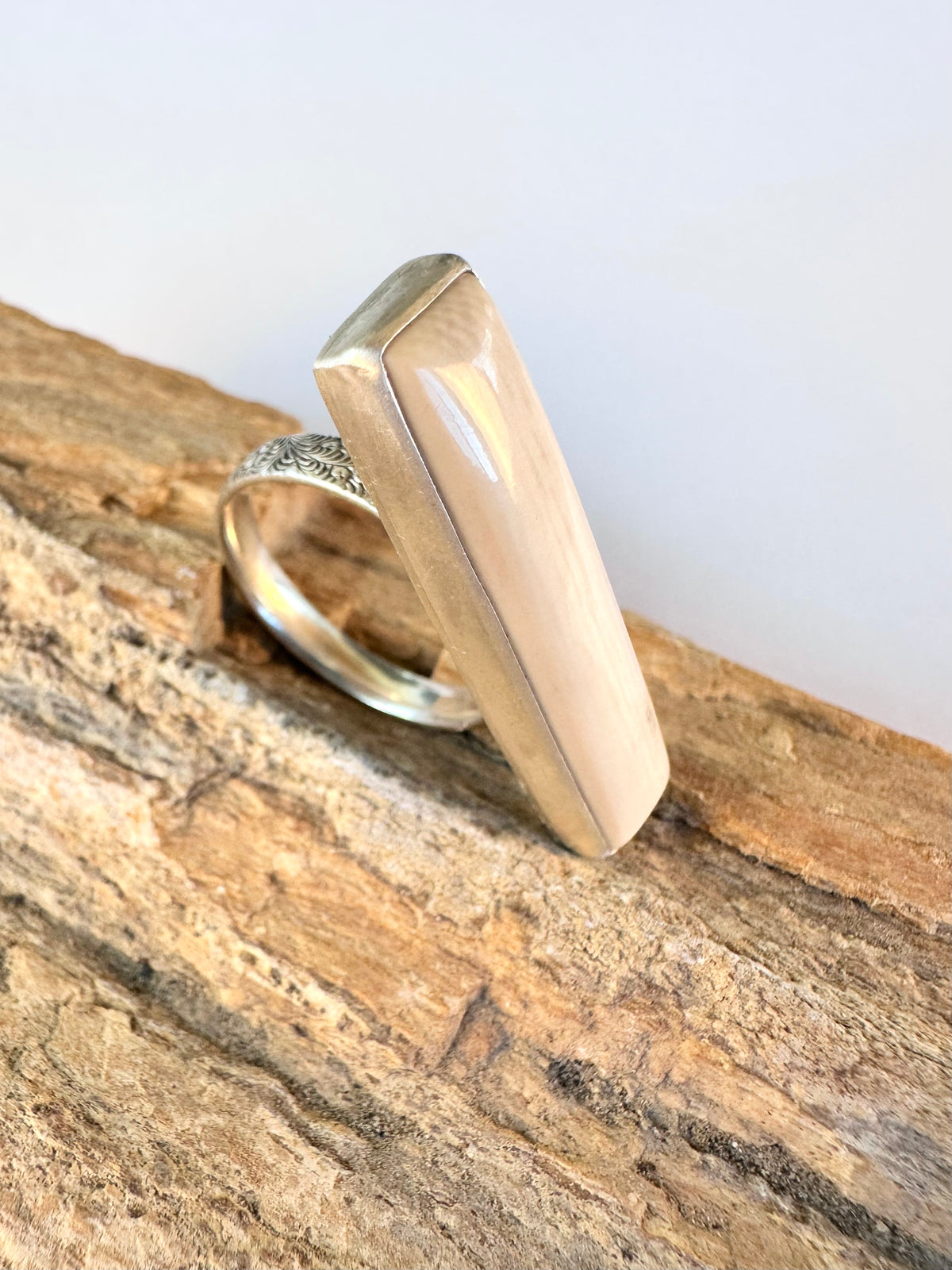 Ancient Earth Ring: Woolly Mammoth Tusk & Sterling Silver - size 9