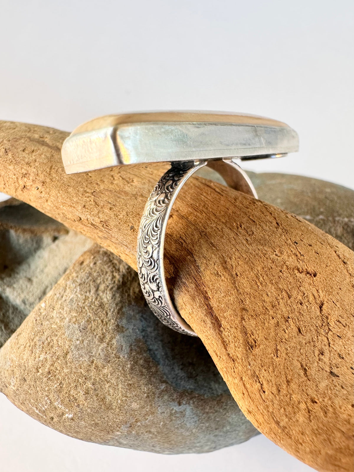 Ancient Earth Ring: Woolly Mammoth Tusk & Sterling Silver - size 9