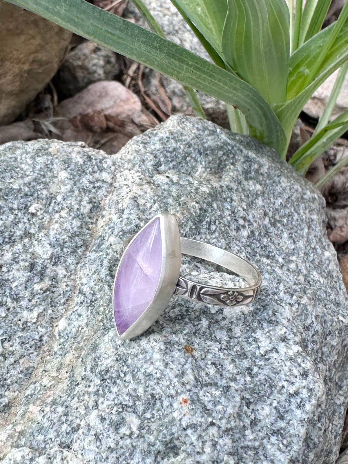 Happiness in Bloom Ring: Amethyst & Sterling Silver - size 10.25
