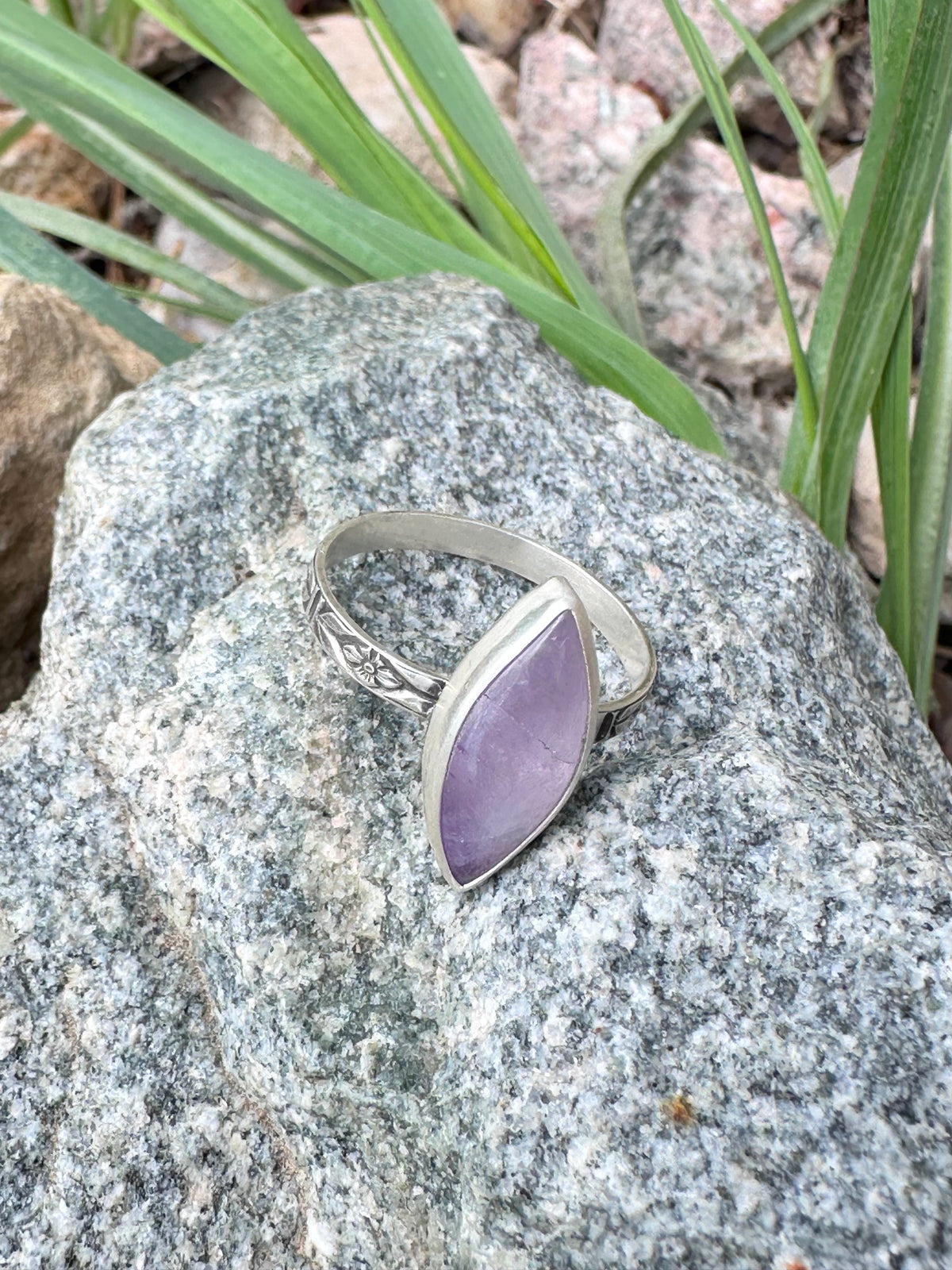 Happiness in Bloom Ring: Amethyst & Sterling Silver - size 10.25