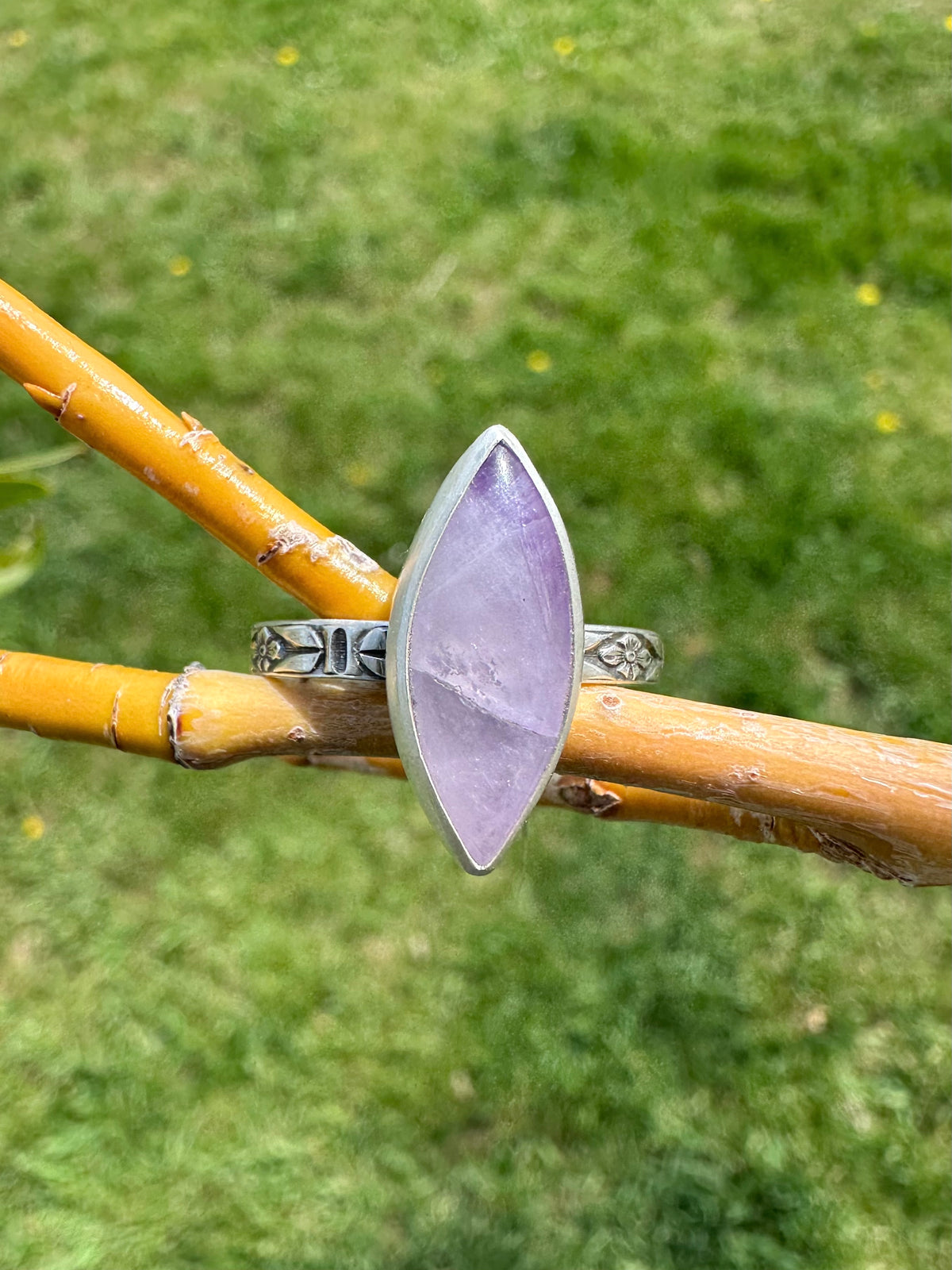 Happiness in Bloom Ring: Amethyst & Sterling Silver - size 10.25