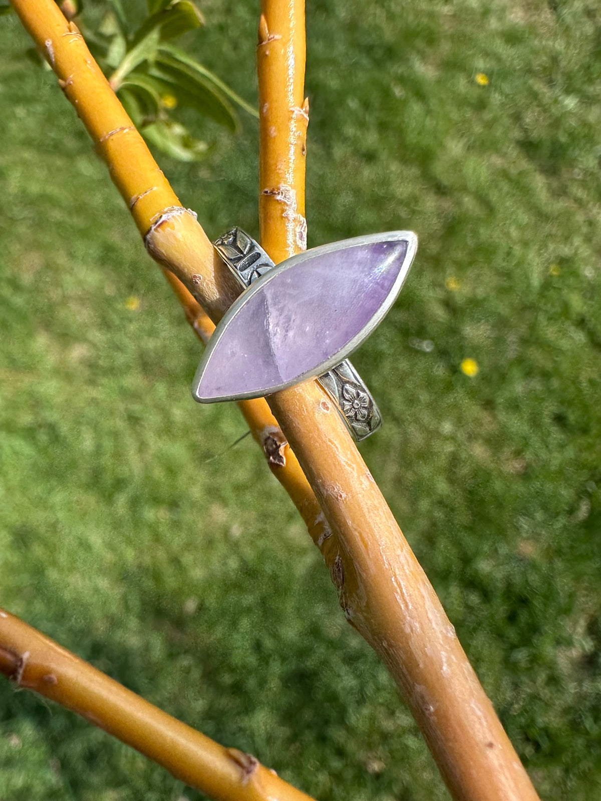 Happiness in Bloom Ring: Amethyst & Sterling Silver - size 10.25
