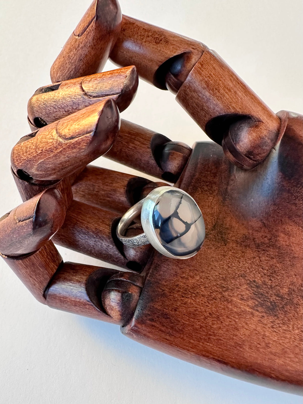 Stormline Ring: Dragonvein Agate & Sterling Silver - size 10