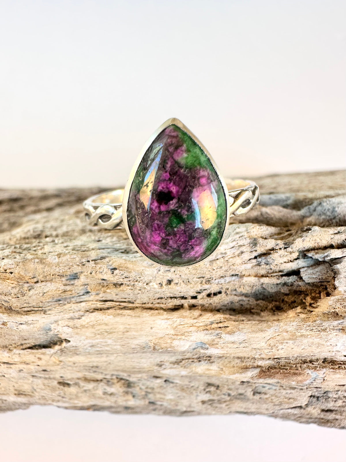 Wildwood Echo Ring: Ruby in Zoisite & Sterling Silver - size 11