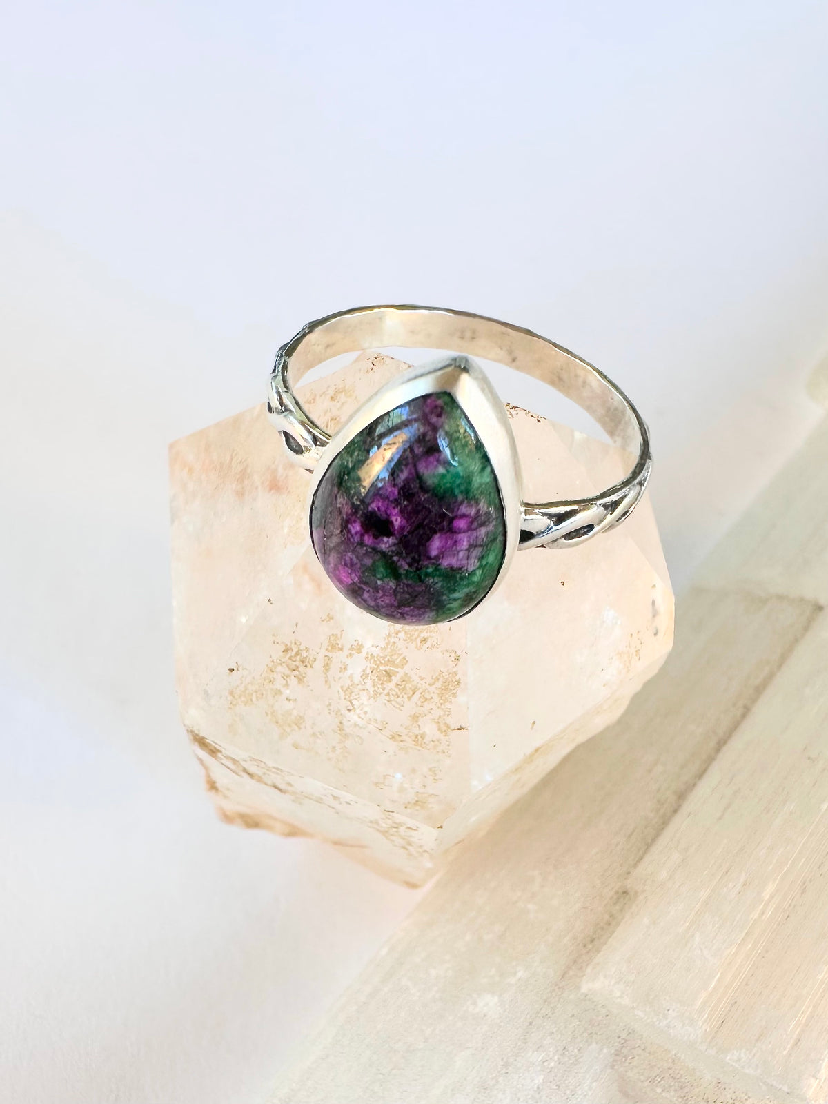 Wildwood Echo Ring: Ruby in Zoisite & Sterling Silver - size 11