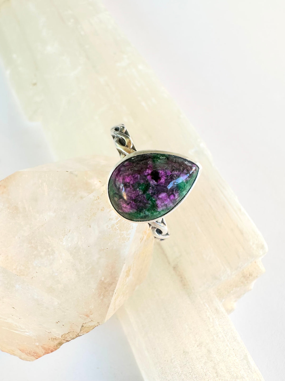 Wildwood Echo Ring: Ruby in Zoisite & Sterling Silver - size 11