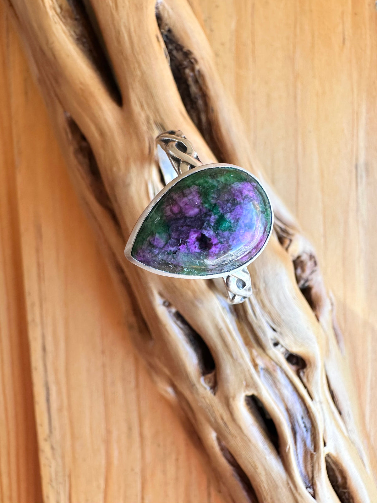 Wildwood Echo Ring: Ruby in Zoisite & Sterling Silver - size 11