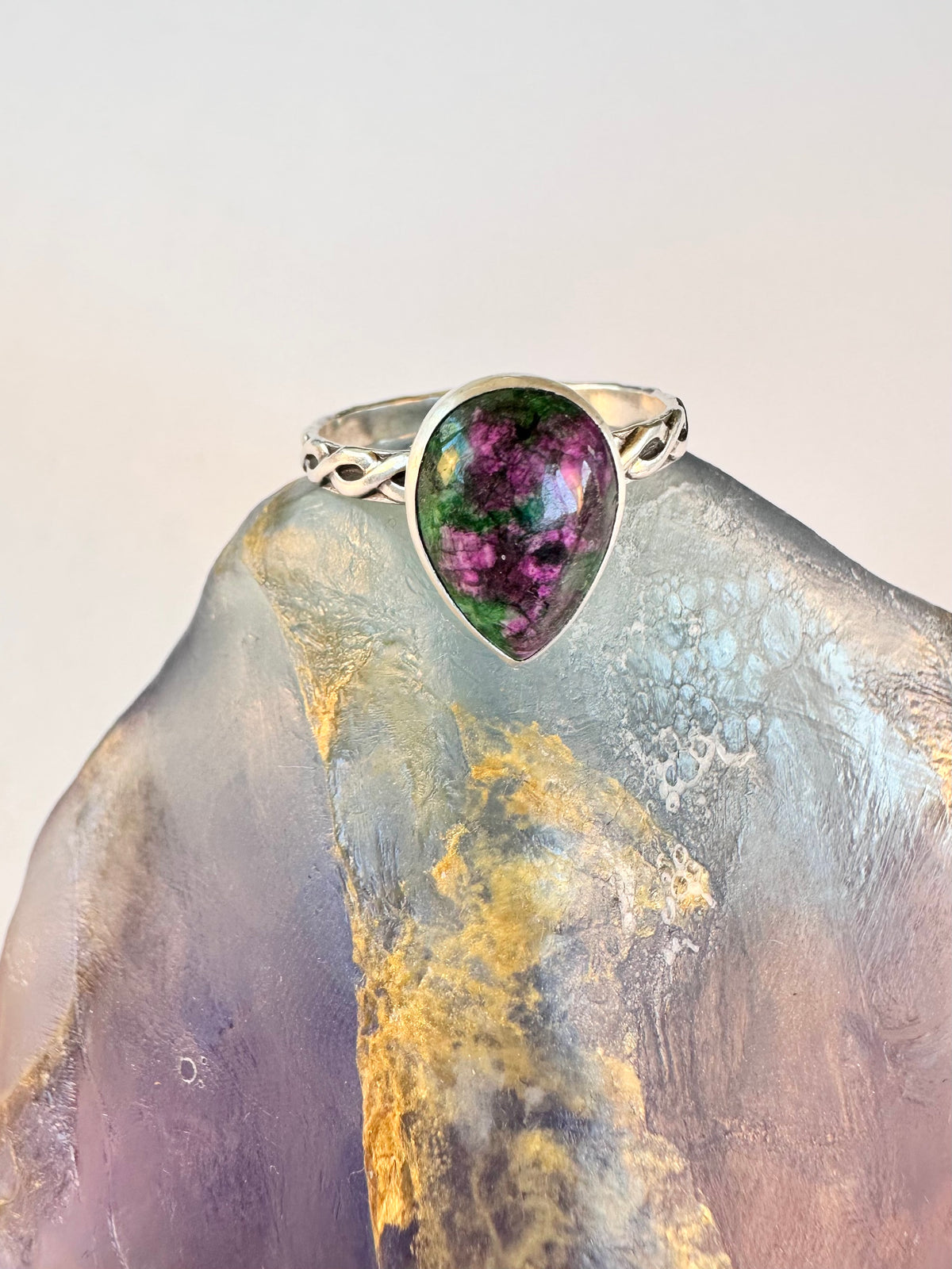 Wildwood Echo Ring: Ruby in Zoisite & Sterling Silver - size 11