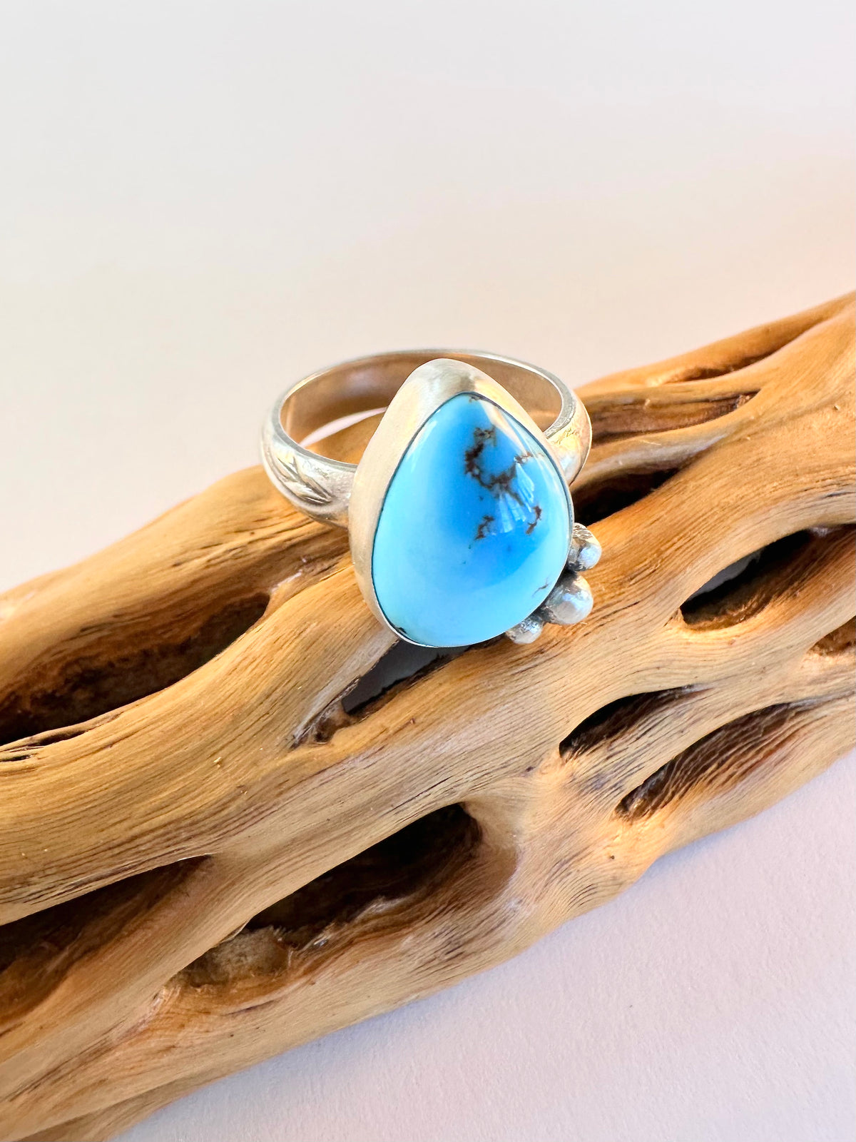 Quiet Sky Ring: Golden Hills Turquoise & Sterling Silver - size 5