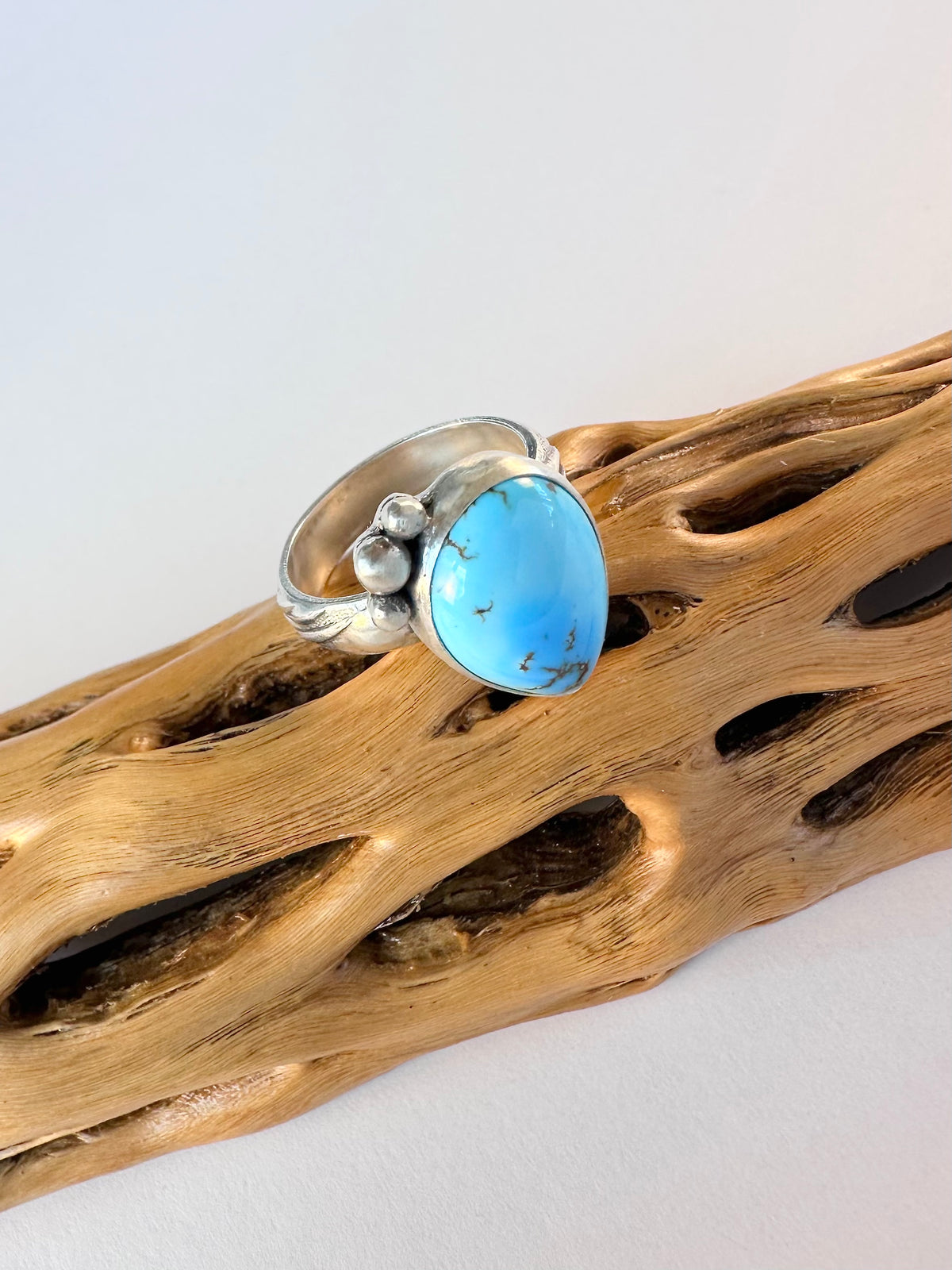 Quiet Sky Ring: Golden Hills Turquoise & Sterling Silver - size 5