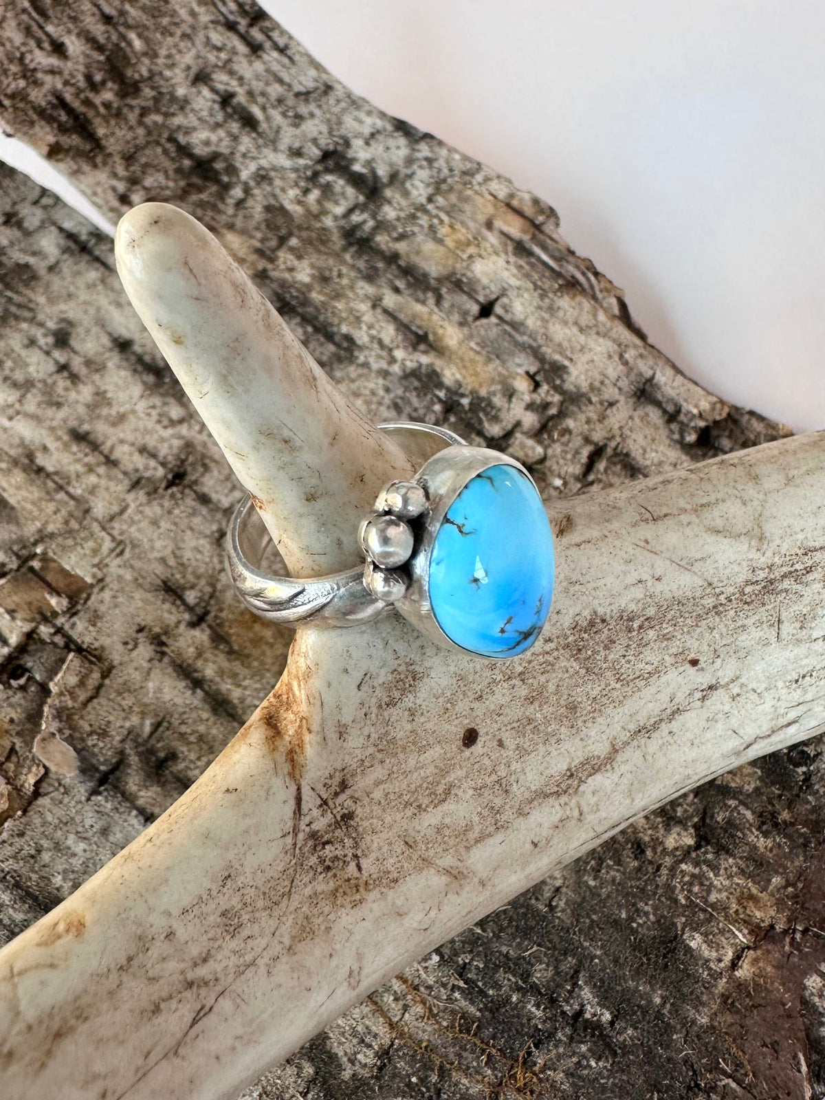 Quiet Sky Ring: Golden Hills Turquoise & Sterling Silver - size 5