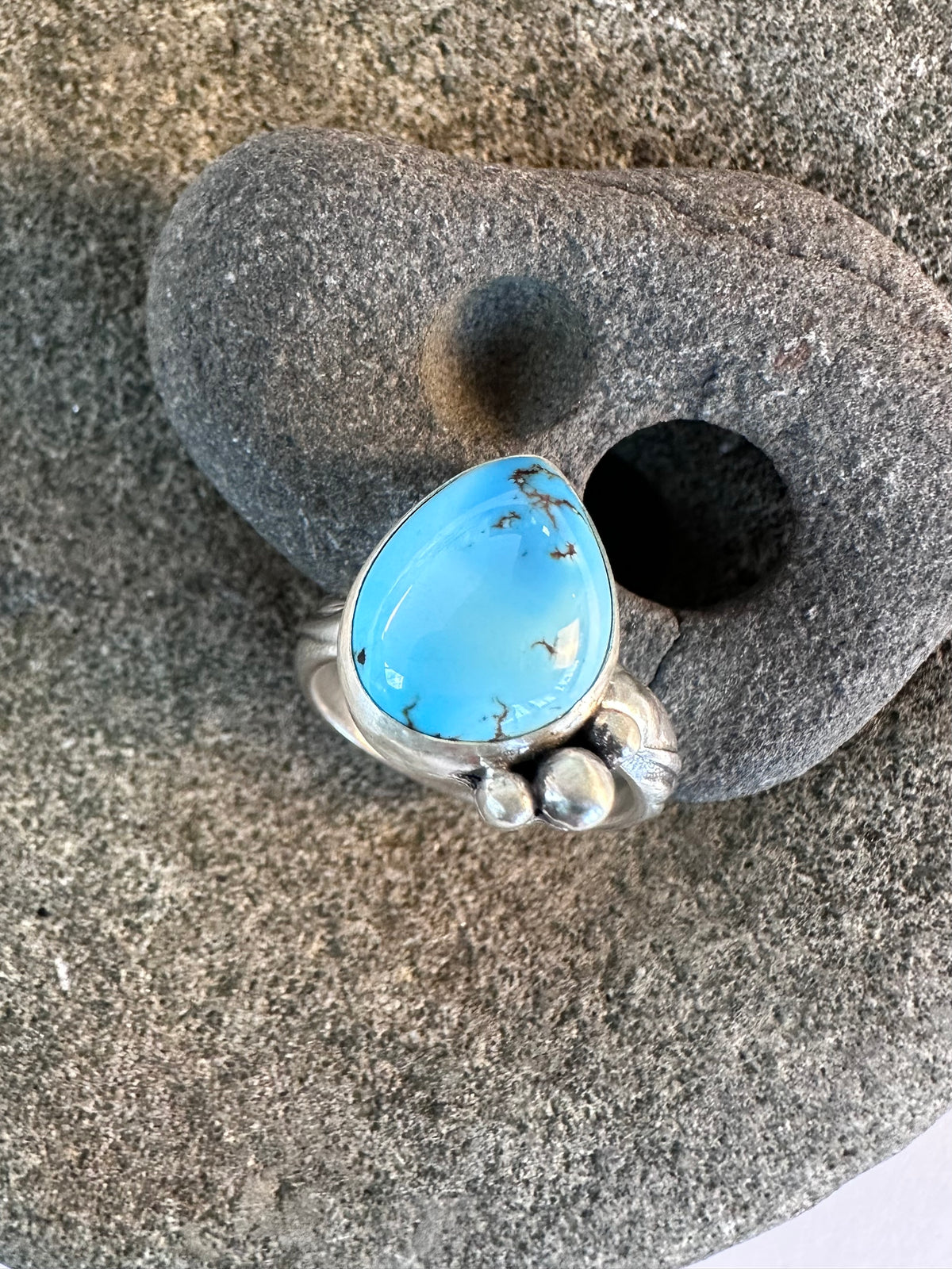 Quiet Sky Ring: Golden Hills Turquoise & Sterling Silver - size 5