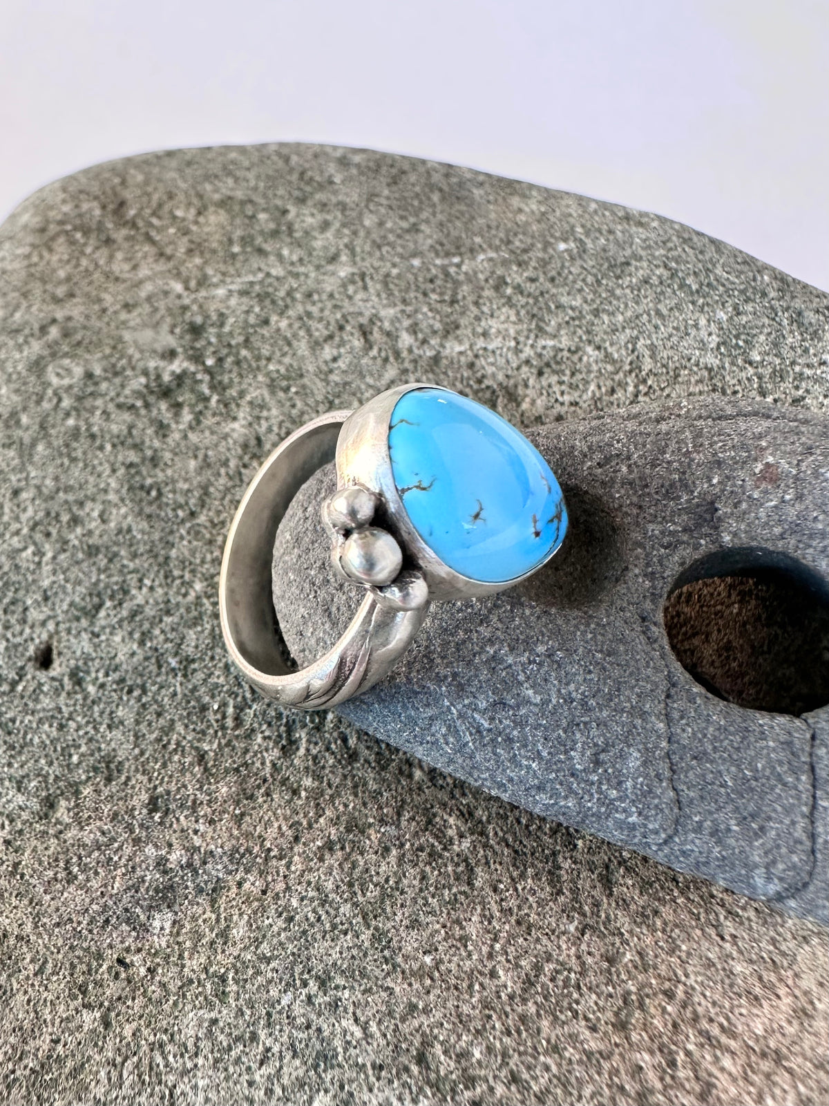 Quiet Sky Ring: Golden Hills Turquoise & Sterling Silver - size 5