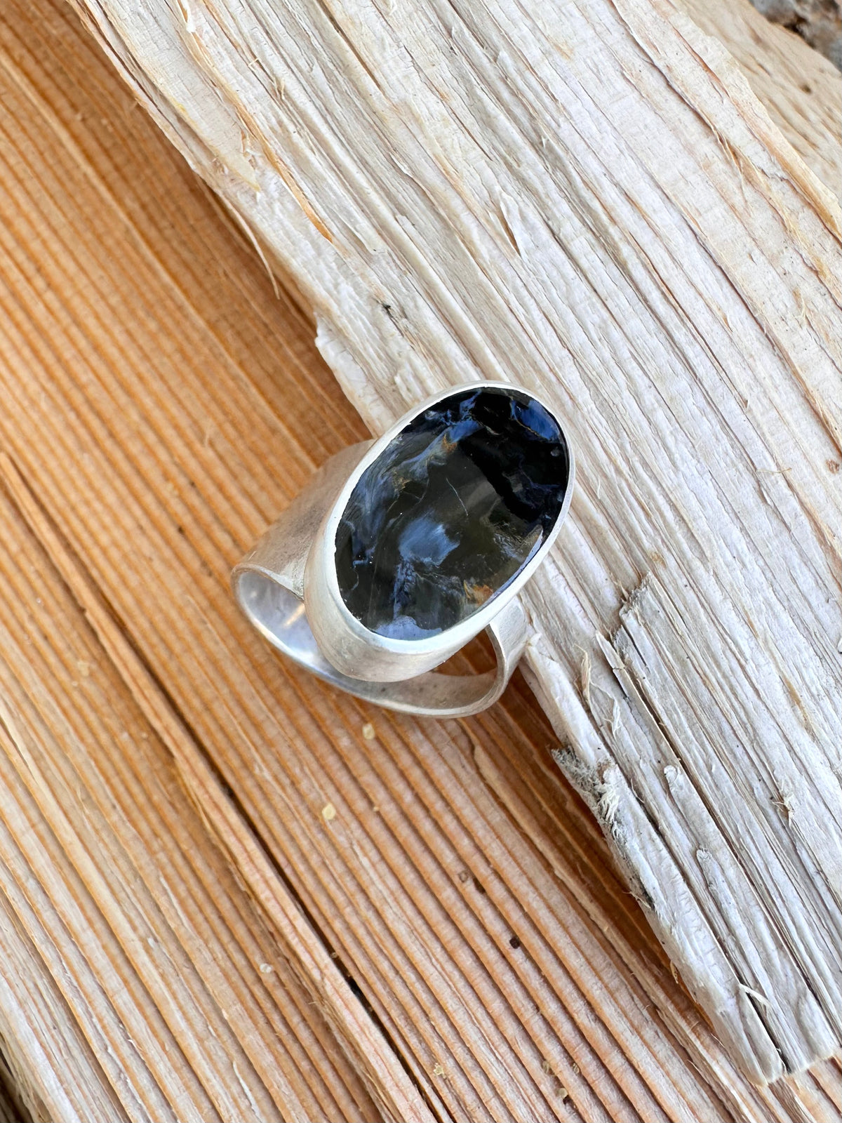 Stormcaller Ring: Pietersite & Sterling Silver - size 6