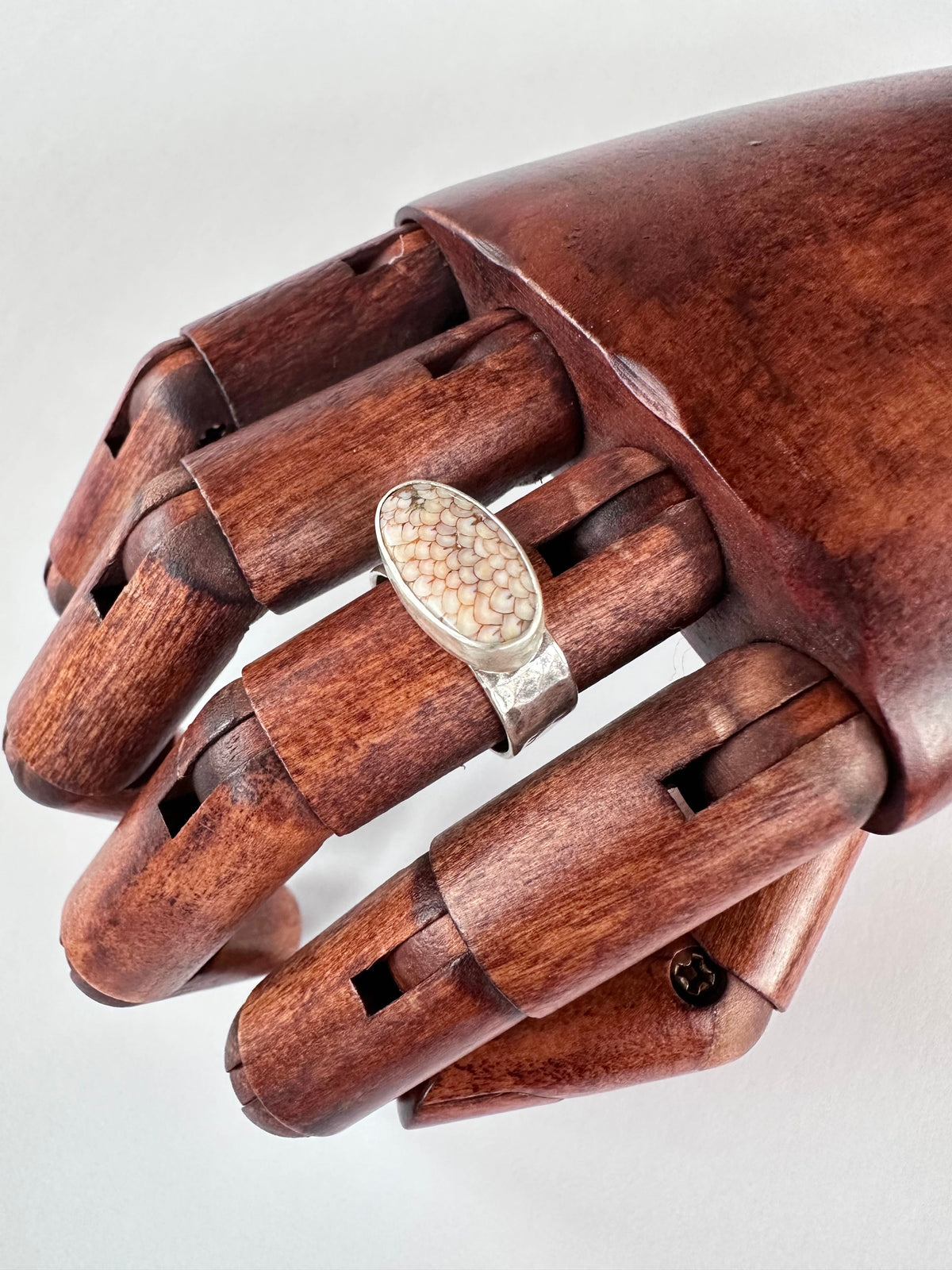 Desert Trace Ring: Snakeskin Agate & Sterling Silver - size 6