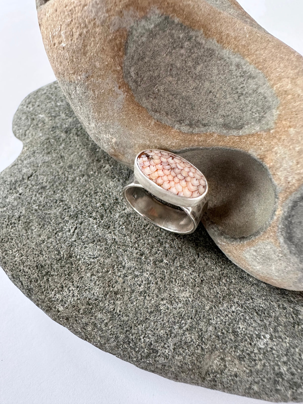 Desert Trace Ring: Snakeskin Agate & Sterling Silver - size 6